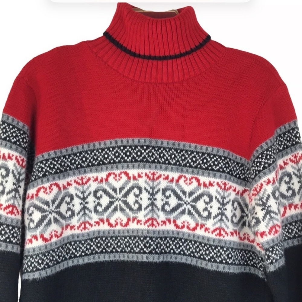 Motherhood Women’s Red and Black Turtleneck Sweater Size Medium. - Picture 2 of 7